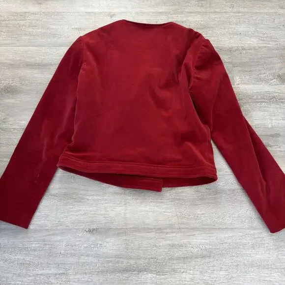 MODA International Velvet Moto Jacket Zip Up Vintage Style Red Sz 8 Lined - Picture 6 of 10